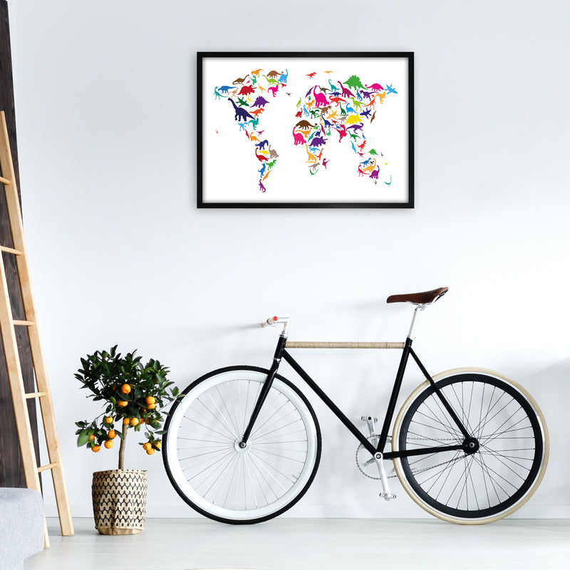 Dinosaur Map Colours Art Print by Michael Tompsett A1 White Frame