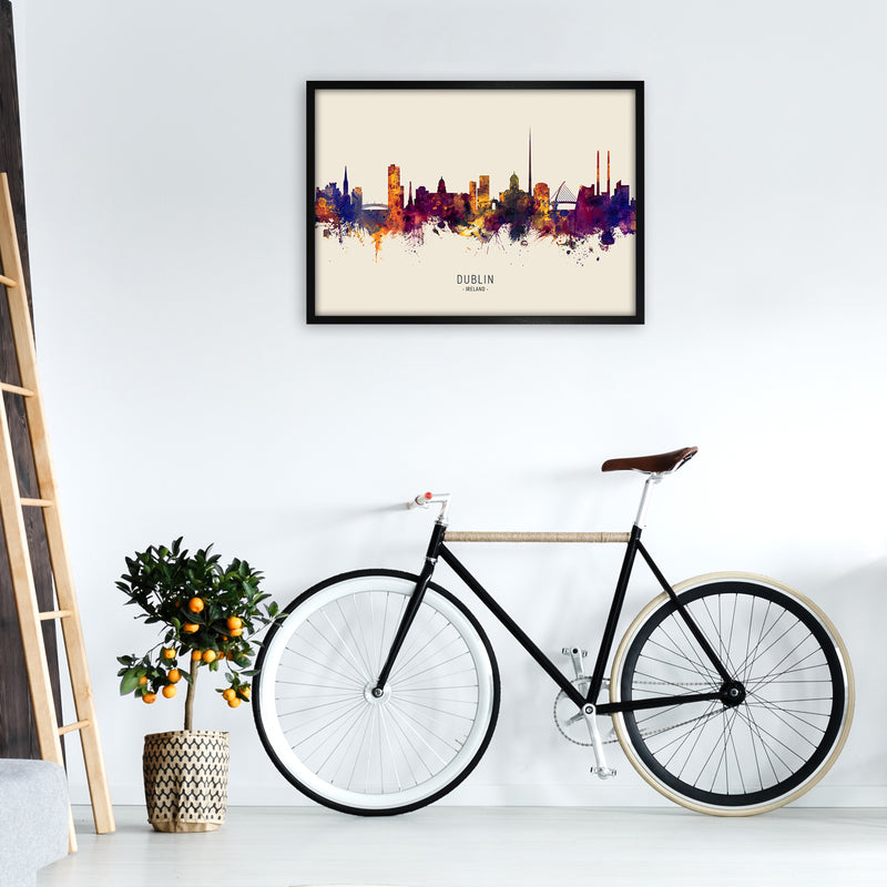 Dublin Ireland Skyline Autumn City Name Art Print by Michael Tompsett A1 White Frame