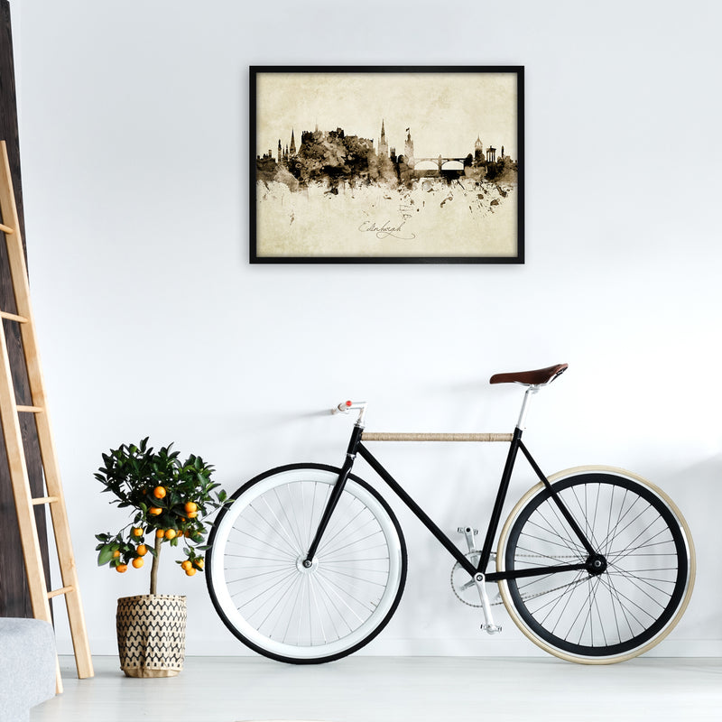Edinburgh Scotland Skyline Vintage Art Print by Michael Tompsett A1 White Frame