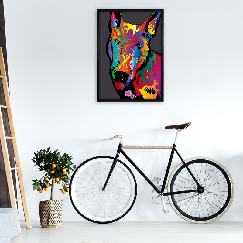 English Bull Terrier Dog Art Print by Michael Tompsett A1 White Frame