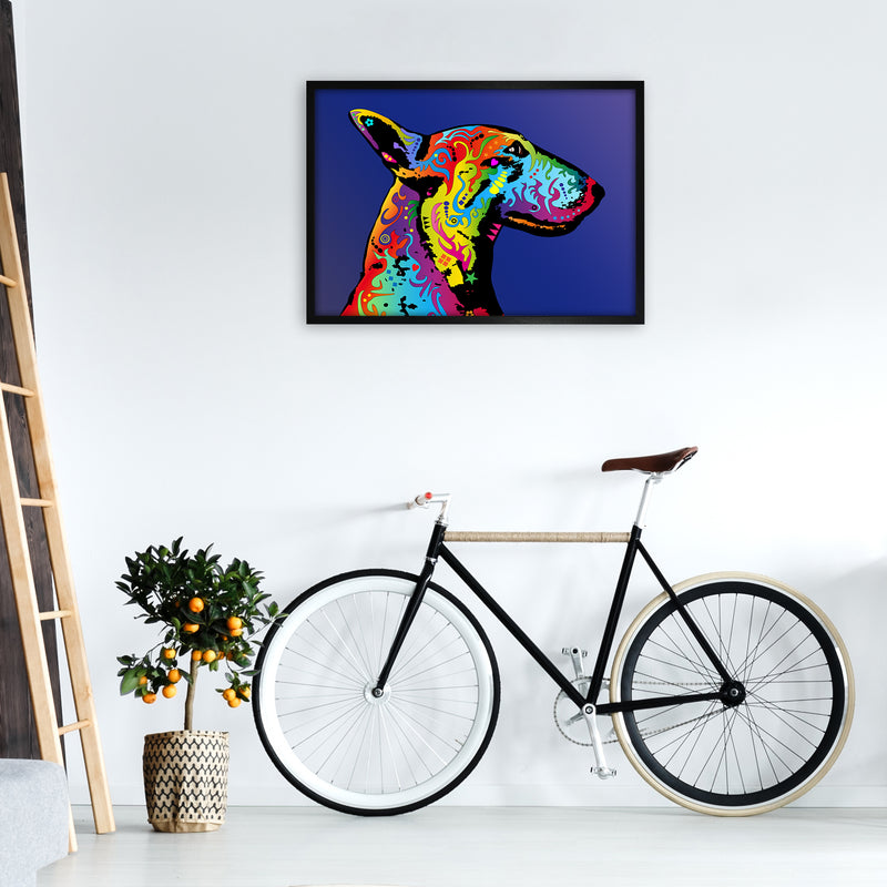 English Bull Terrier Dog Blue Art Print by Michael Tompsett A1 White Frame