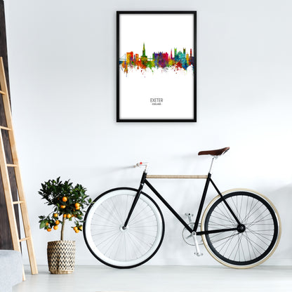 Exeter England Skyline Portrait Art Print by Michael Tompsett A1 White Frame
