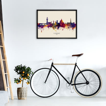 Florence Italy Skyline Autumn City Name Art Print by Michael Tompsett A1 White Frame