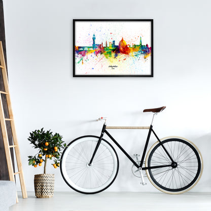Florence Italy Skyline Splash Art Print by Michael Tompsett A1 White Frame