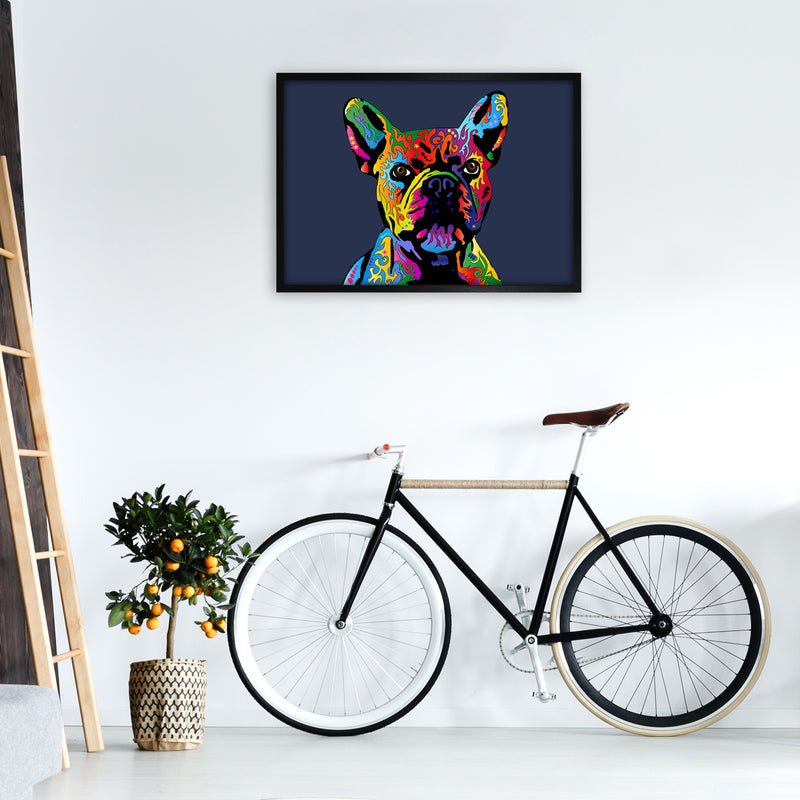 French Bulldog Dog Navy Art Print by Michael Tompsett A1 White Frame