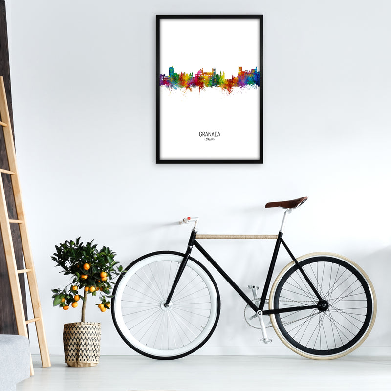 Granada Spain Skyline Portrait Art Print by Michael Tompsett A1 White Frame