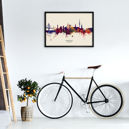 Hamburg Deutschland Skyline Autumn City Name Art Print by Michael Tompsett A1 White Frame