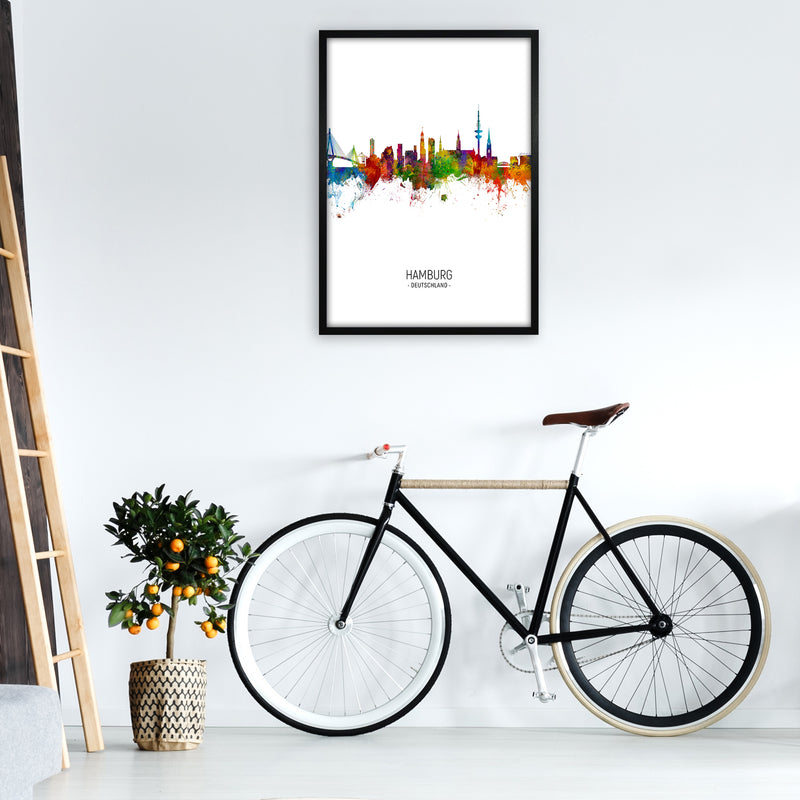 Hamburg Germany Skyline Portrait Art Print by Michael Tompsett A1 White Frame