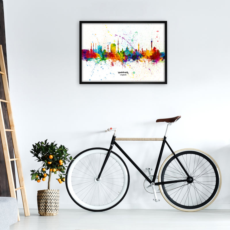 Hannover Germany Skyline Splash Art Print by Michael Tompsett A1 White Frame