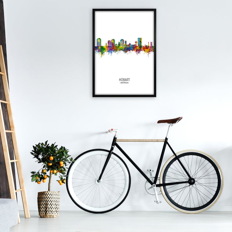 Hobart Australia Skyline Portrait Art Print by Michael Tompsett A1 White Frame