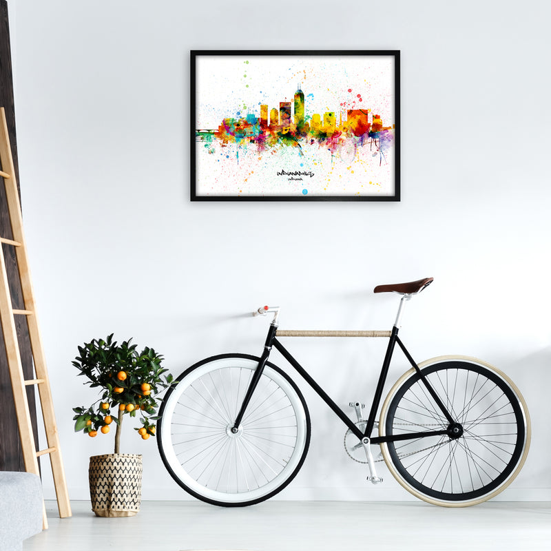 Indianapolis Indiana Skyline Splash Art Print by Michael Tompsett A1 White Frame