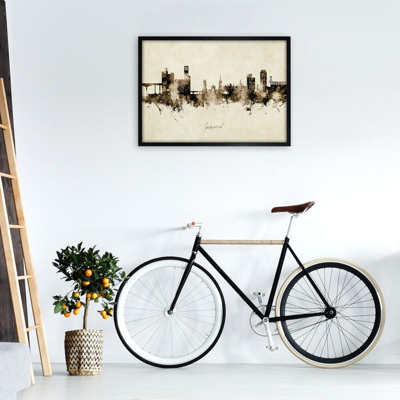 Ipswich England Skyline Vintage Art Print by Michael Tompsett A1 White Frame