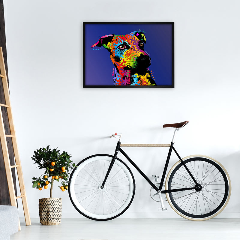 Jack Russell Dog Blue Art Print by Michael Tompsett A1 White Frame