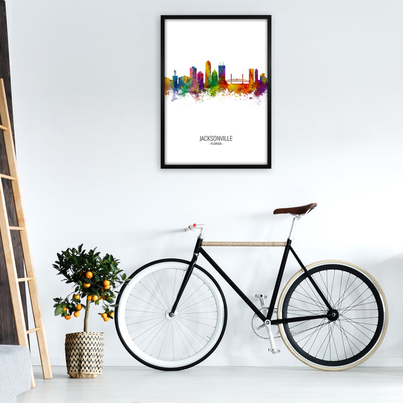 Jacksonville Florida Skyline Portrait Art Print by Michael Tompsett A1 White Frame