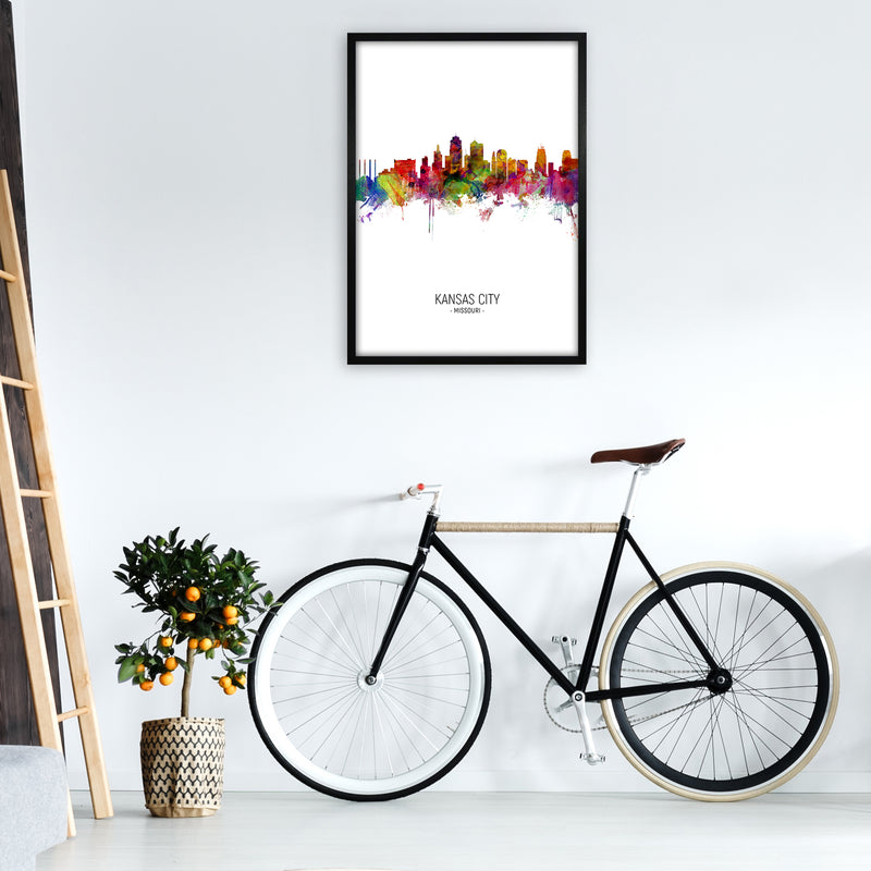 Kansas City Missouri Skyline Portrait Art Print by Michael Tompsett A1 White Frame