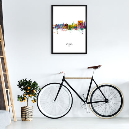 Kolkata India Skyline Portrait Art Print by Michael Tompsett A1 White Frame