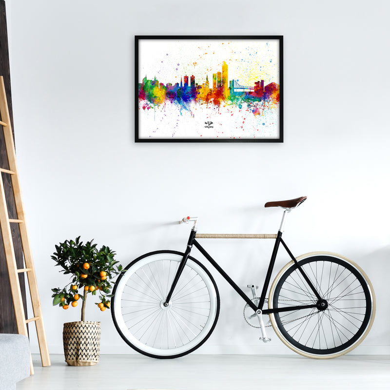 Oslo Norway Skyline Splash Art Print by Michael Tompsett A1 White Frame