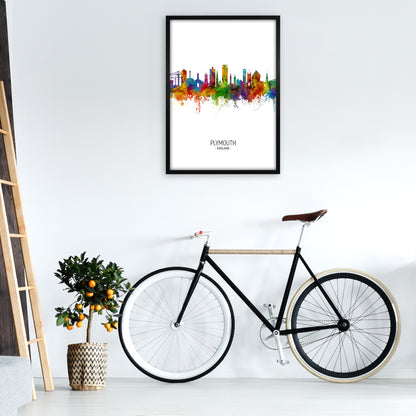 Plymouth England Skyline Portrait Art Print by Michael Tompsett A1 White Frame