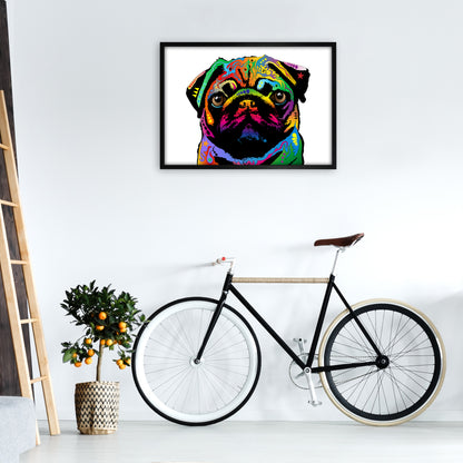 Pug Dog White Art Print by Michael Tompsett A1 White Frame