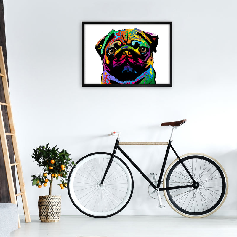 Pug Dog White Art Print by Michael Tompsett A1 White Frame