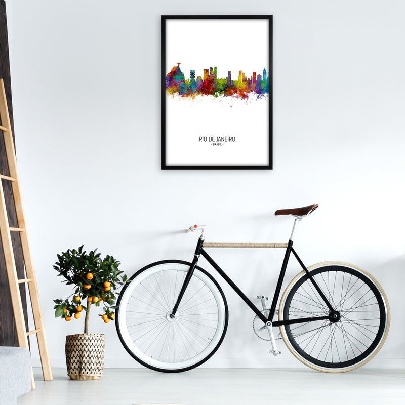Rio De Janeiro Brazil Skyline Portrait Art Print by Michael Tompsett A1 White Frame