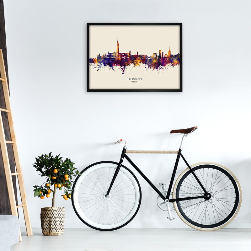 Salisbury England Skyline Autumn City Name Art Print by Michael Tompsett A1 White Frame