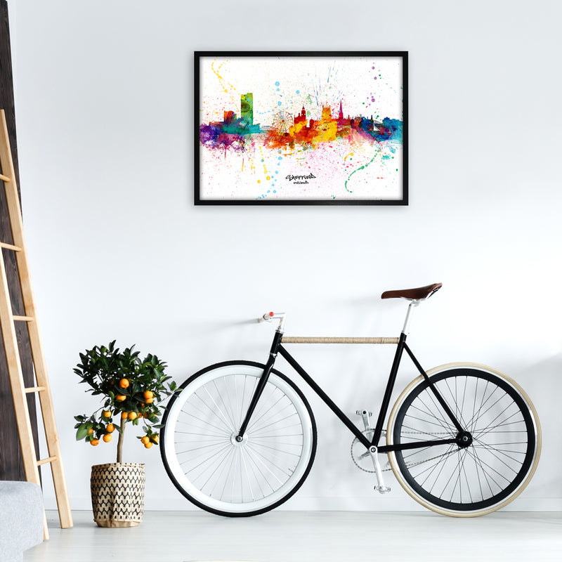 Sheffield England Skyline Splash Art Print by Michael Tompsett A1 White Frame