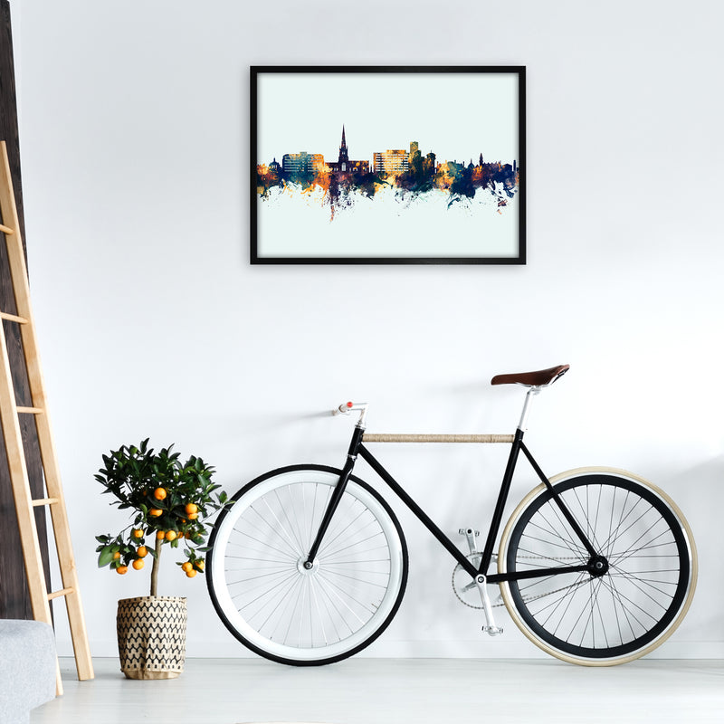 Solihull England Skyline Blue Orange Art Print by Michael Tompsett A1 White Frame