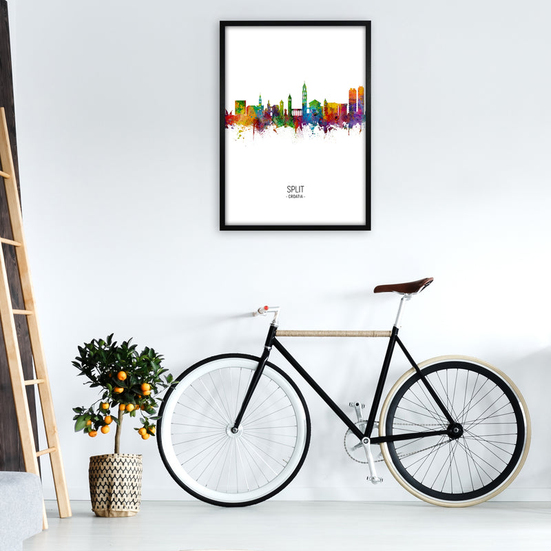 Split Croatia Skyline Portrait Art Print by Michael Tompsett A1 White Frame