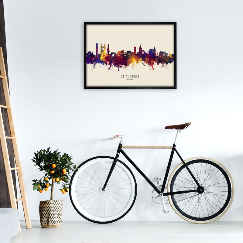 St Andrews Scotland Skyline Autumn City Name Art Print by Michael Tompsett A1 White Frame