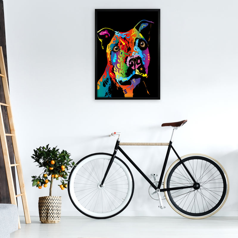Staffordshire Bull Terrier Dog Art Print by Michael Tompsett A1 White Frame