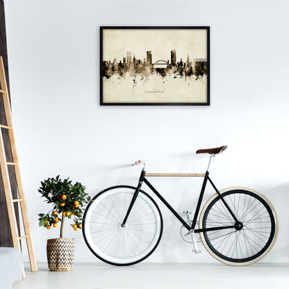 Sunderland England Skyline Vintage Art Print by Michael Tompsett A1 White Frame