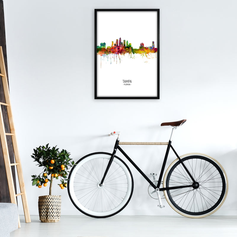 Tampa Florida Skyline Portrait Art Print by Michael Tompsett A1 White Frame
