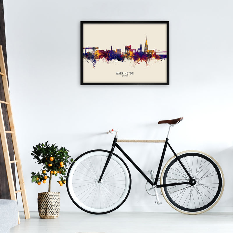 Warrington England Skyline Autumn City Name Art Print by Michael Tompsett A1 White Frame