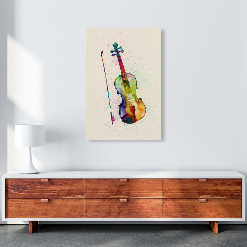 Violin Watercolour Multi-Colour Print by Michael Tompsett A1 Canvas