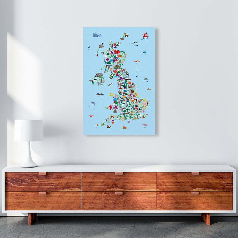 Animal Map of Great Britain Blue Print by Michael Tompsett A1 Canvas