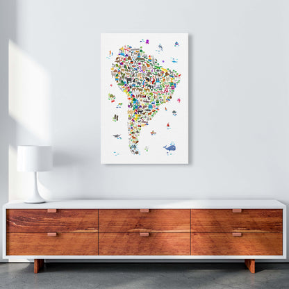 Animal Map of South America Nursery Print by Michael Tompsett A1 Canvas