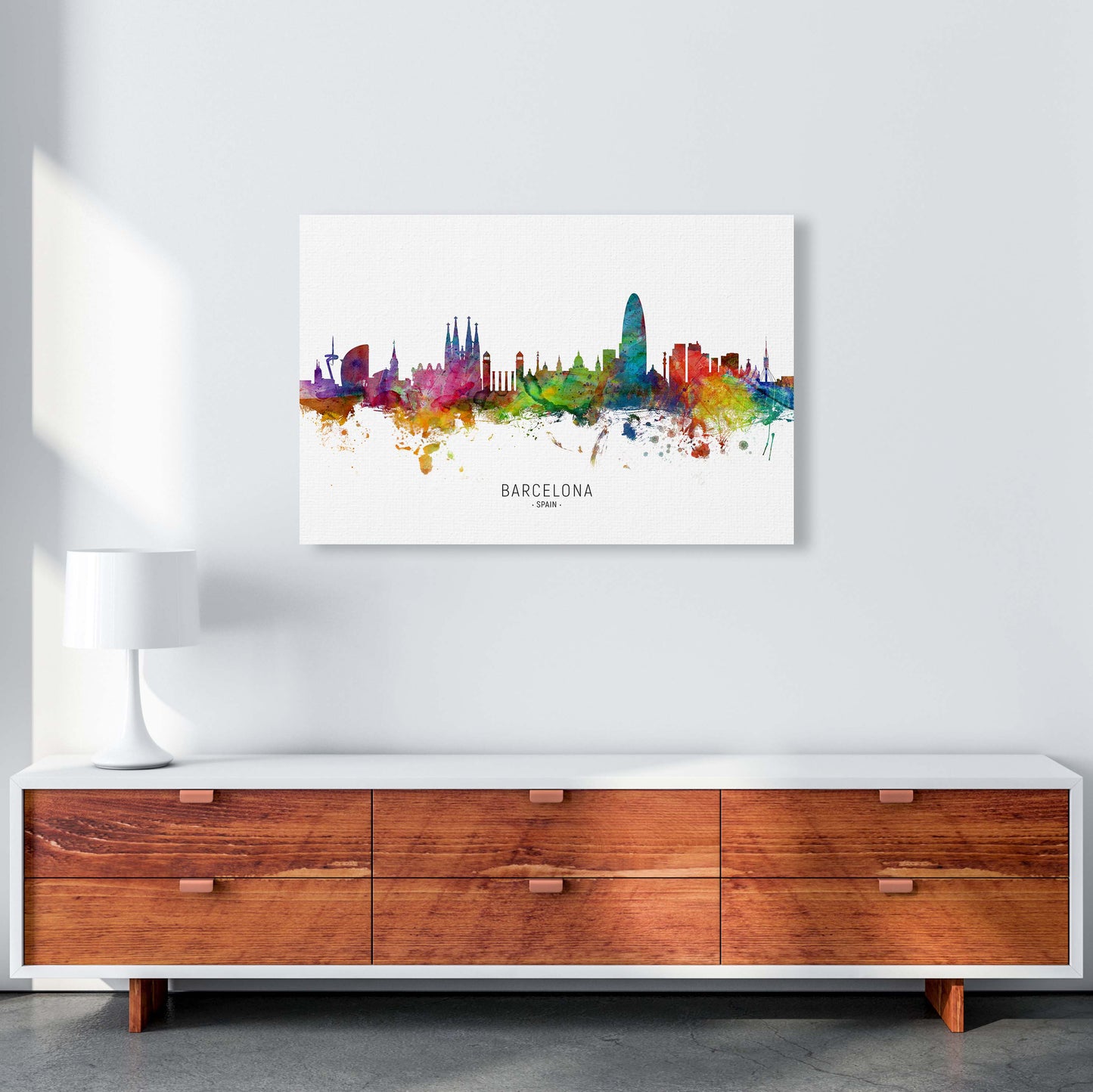 Barcelona Spain Skyline Art Print by Michael Tompsett A1 Canvas