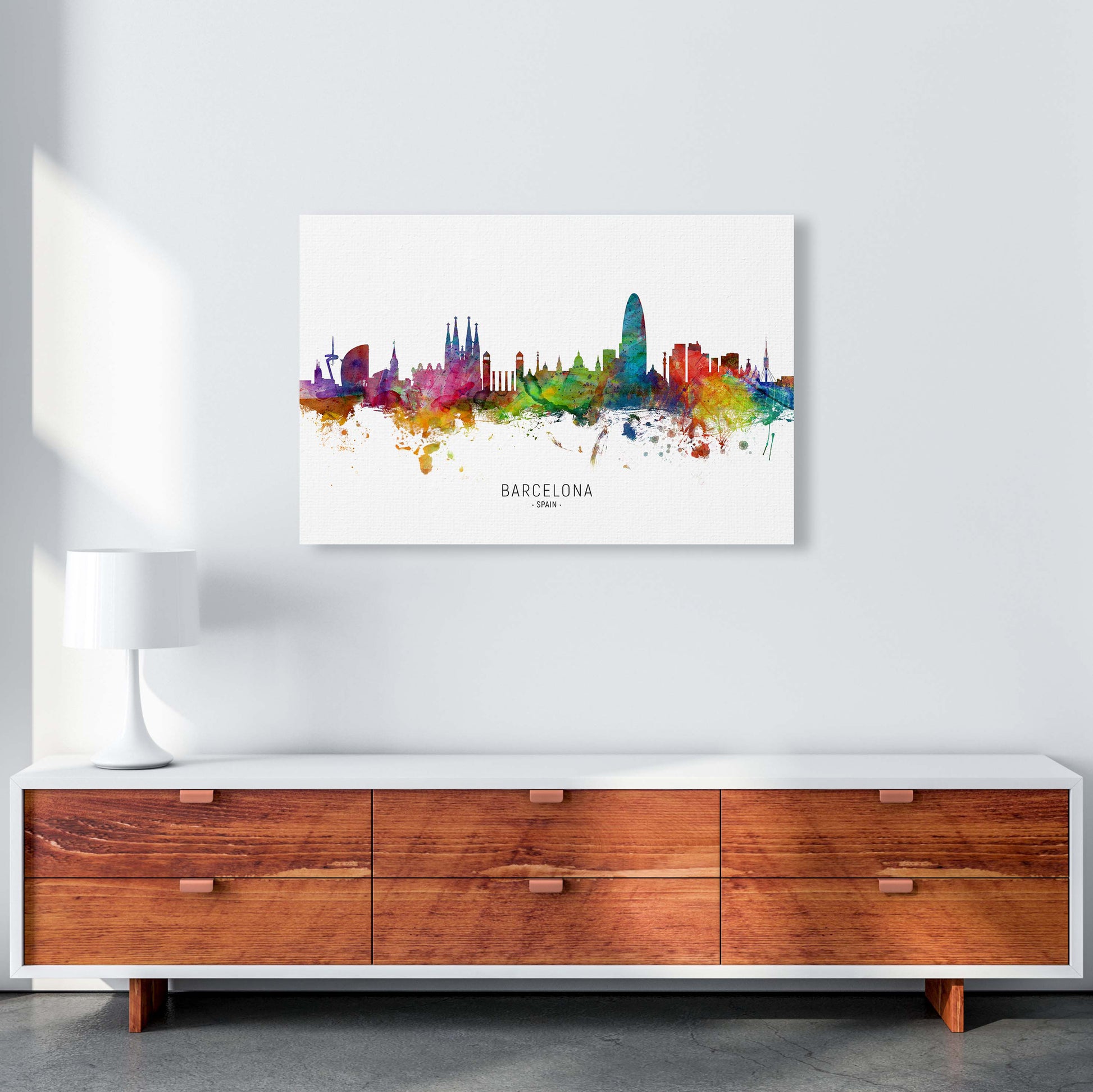 Barcelona Spain Skyline Art Print by Michael Tompsett A1 Canvas