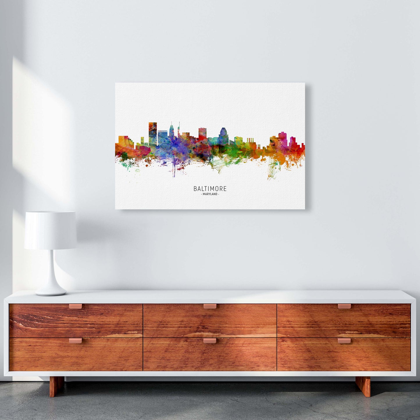 Baltimore Maryland Skyline Art Print by Michael Tompsett A1 Canvas
