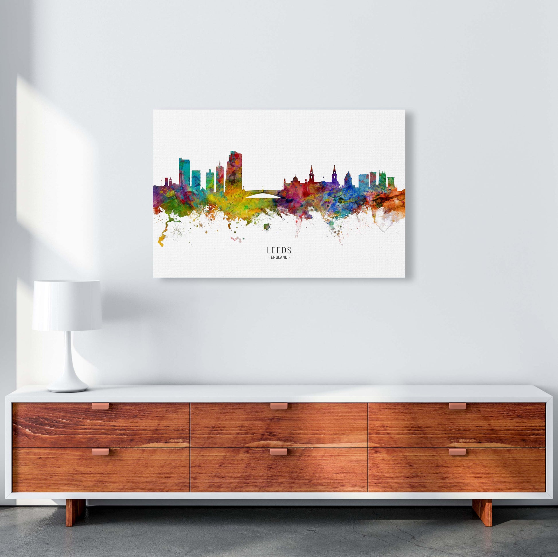 Leeds England Skyline Art Print by Michael Tompsett A1 Canvas