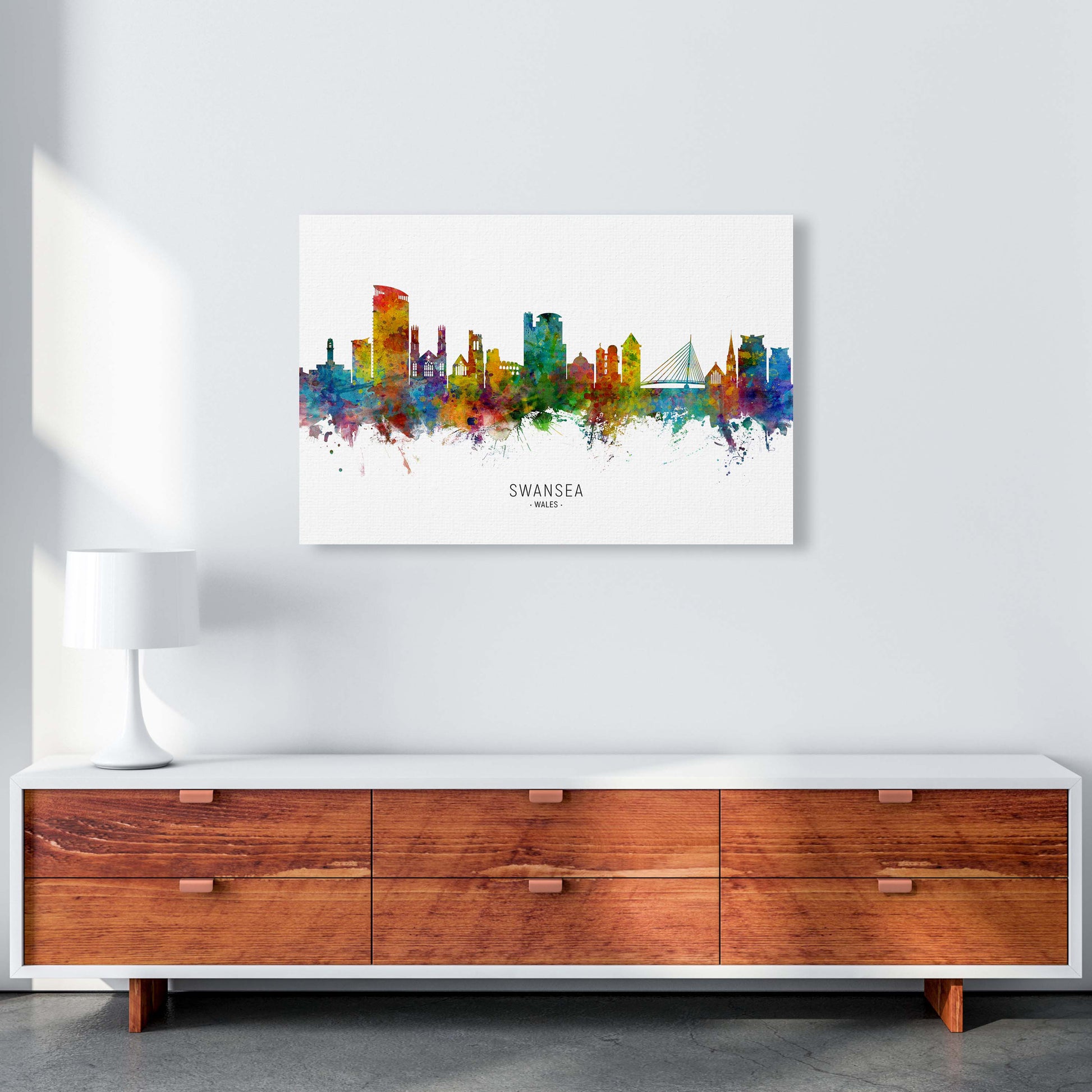 Swansea Wales Skyline Art Print by Michael Tompsett A1 Canvas