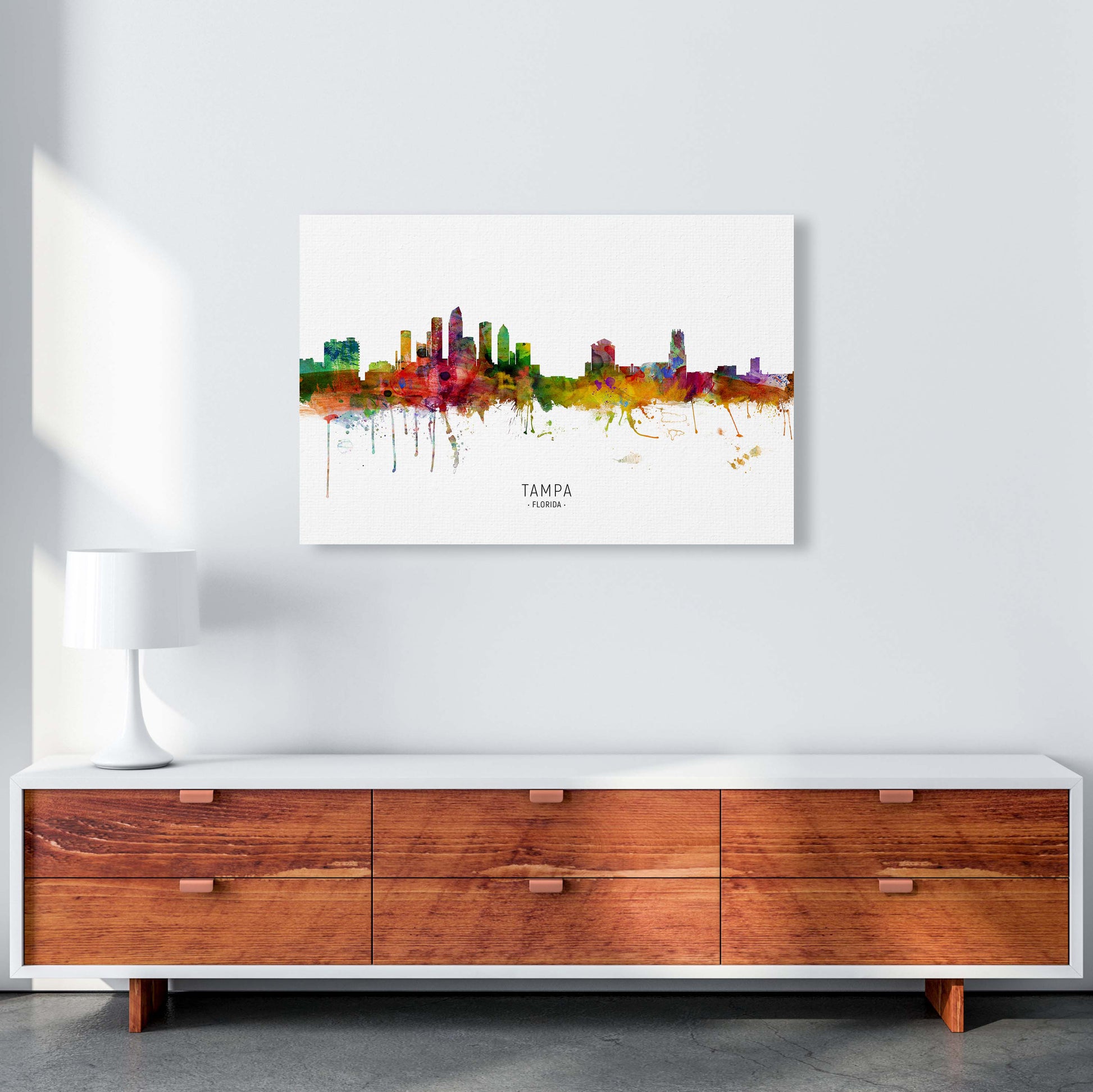Tampa Florida Skyline Art Print by Michael Tompsett A1 Canvas