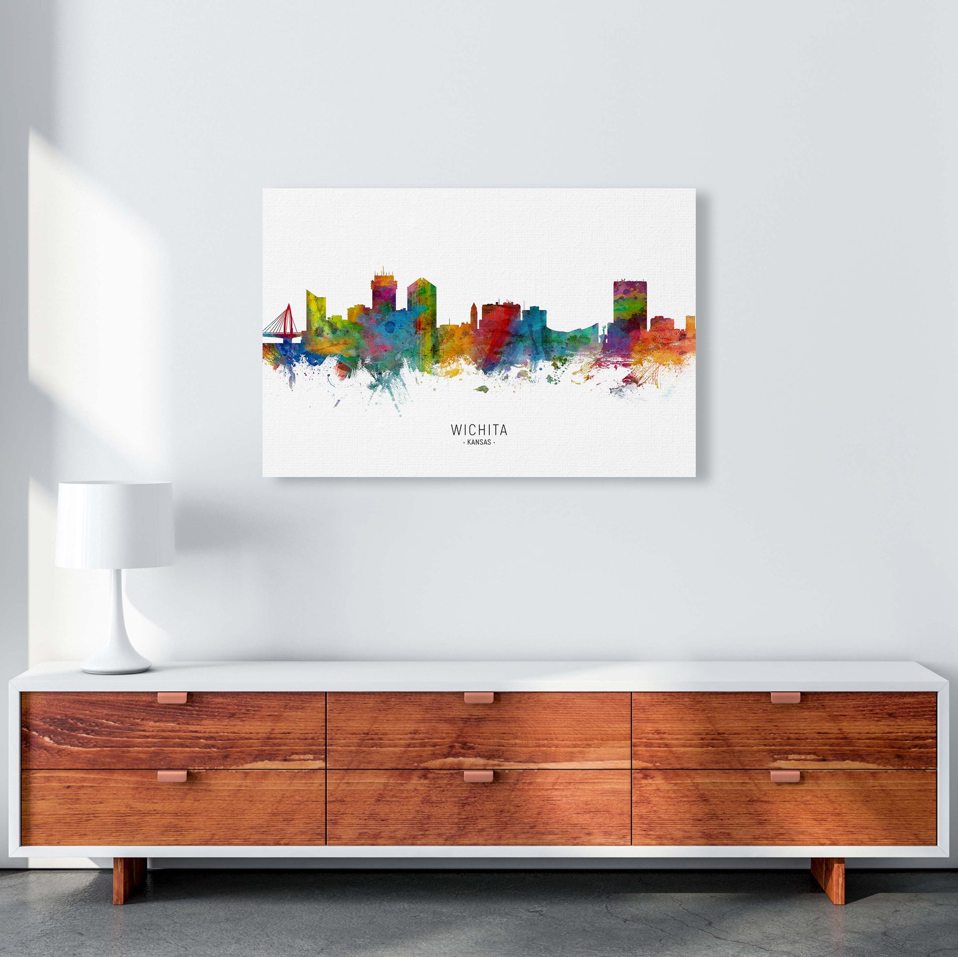 Wichita Kansas Skyline Art Print by Michael Tompsett A1 Canvas