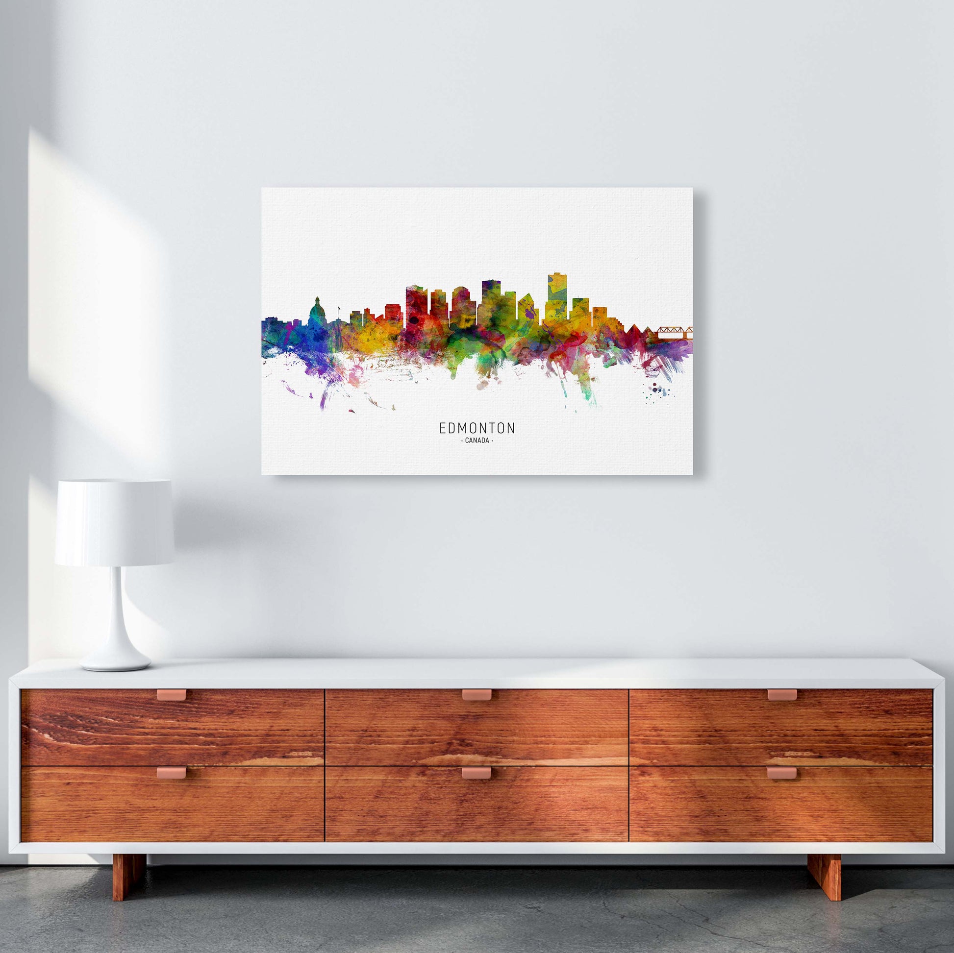 Edmonton Canada Skyline Art Print by Michael Tompsett A1 Canvas