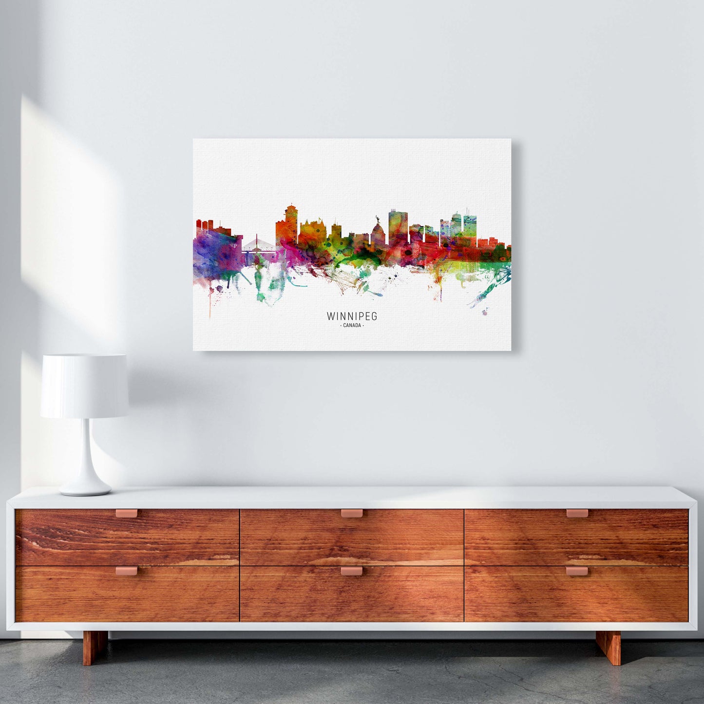 Winnipeg Canada Skyline Art Print by Michael Tompsett A1 Canvas