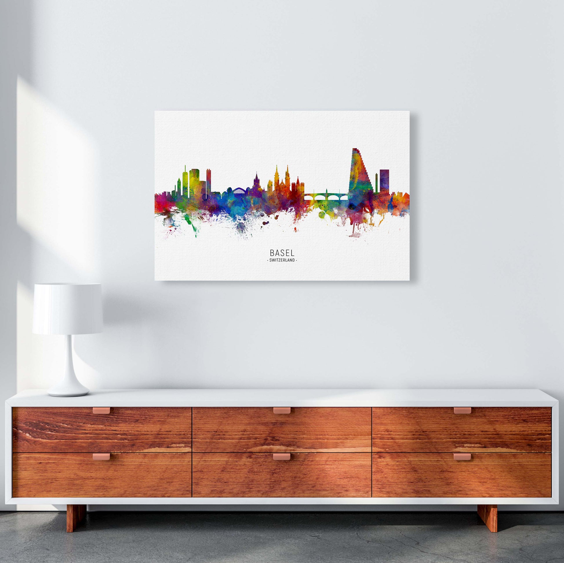 Basel Switzerland Skyline Art Print by Michael Tompsett A1 Canvas