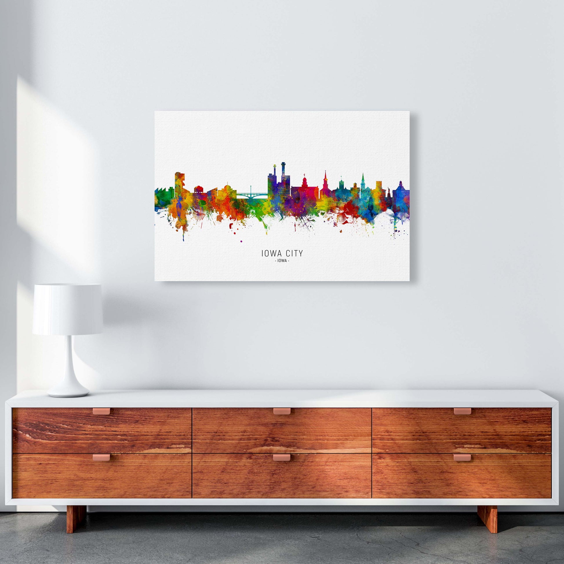 Iowa City Iowa Skyline Art Print by Michael Tompsett A1 Canvas