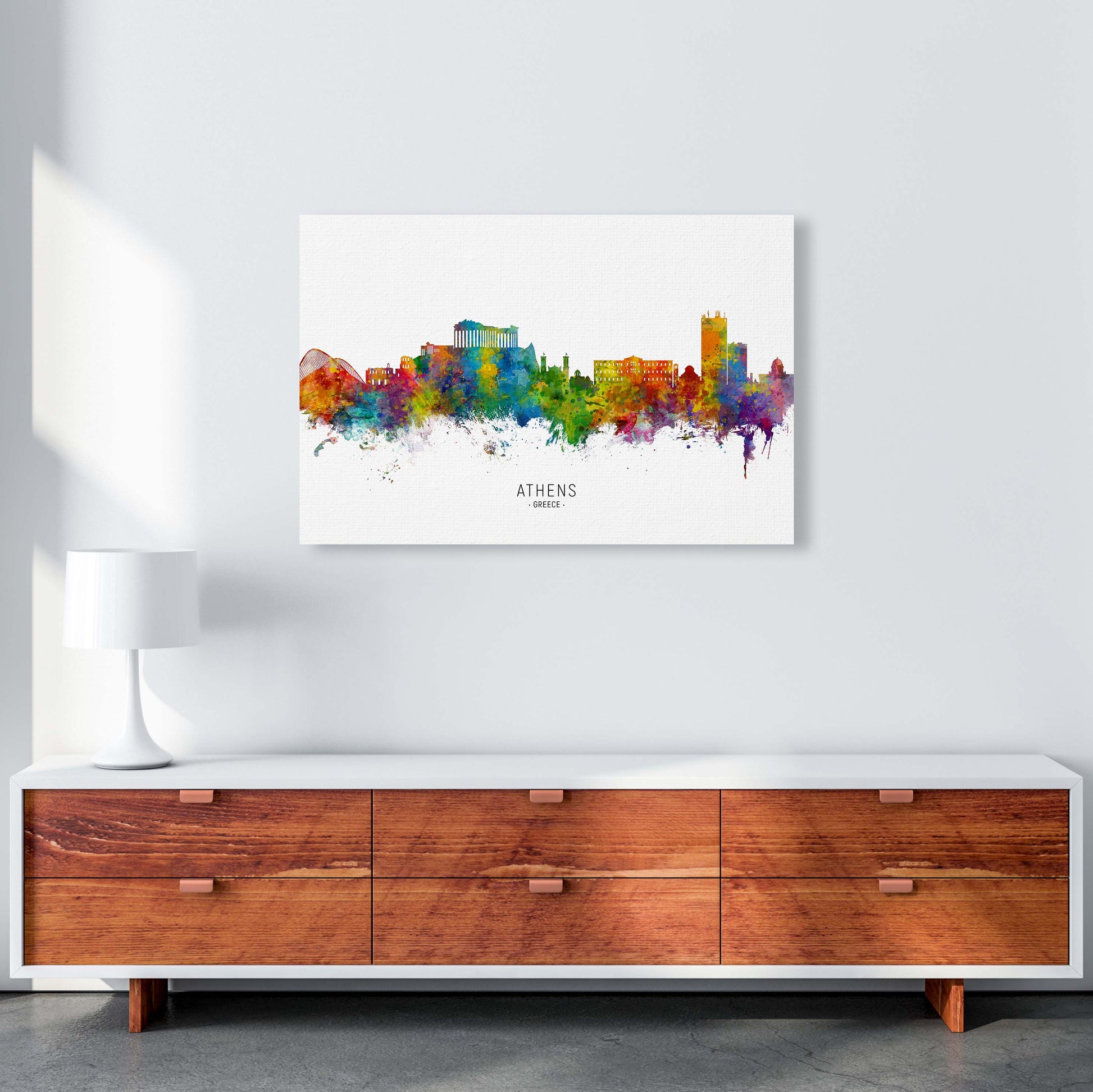Athens Greece Skyline Art Print by Michael Tompsett A1 Canvas