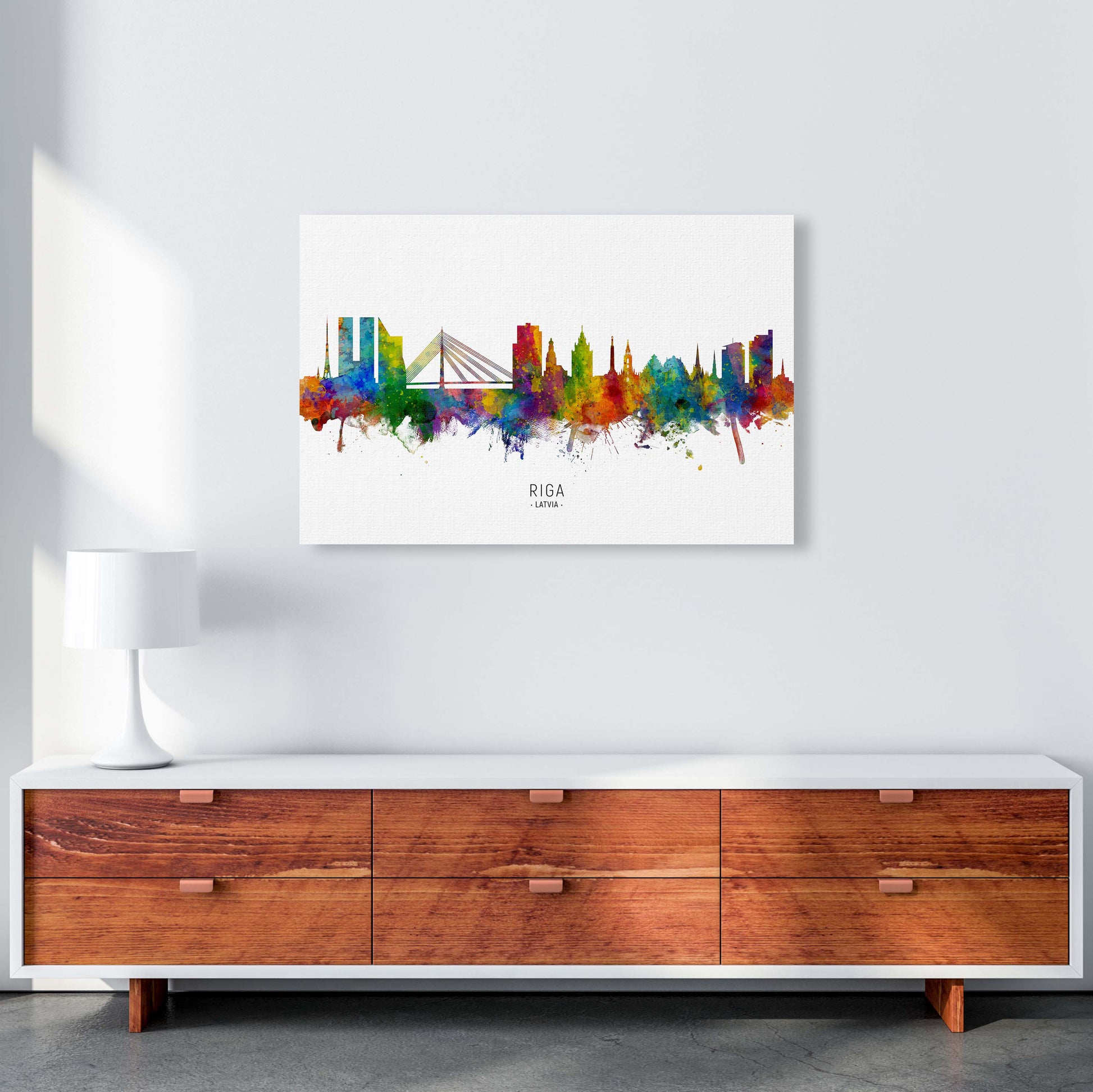 Riga Latvia Skyline Art Print by Michael Tompsett A1 Canvas